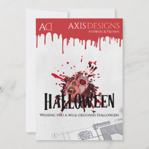 Cartes Pour Fêtes Annuelles Architecte Halloween Zombie & Sang Salutations