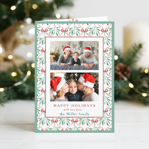 Cartes Pour Fêtes Annuelles Arcs aquarelle, rubans et gui Deux photos