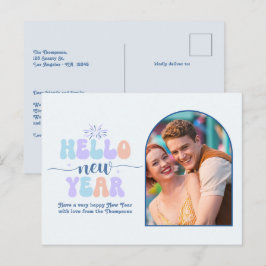 Cartes Pour Fêtes Annuelles Arctic Bloom New Year Retro Modern Blue Photo