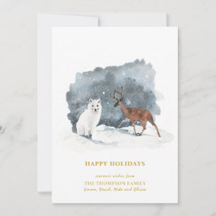 Cartes Pour Fêtes Annuelles ARCTIQUE HIVER Animal Gold Script Minimaliste