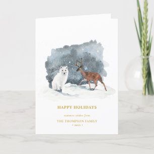 Cartes Pour Fêtes Annuelles ARCTIQUE HIVER Animal Gold Script Minimaliste