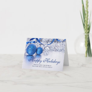 Cartes Pour Fêtes Annuelles Argent Bleu ornement de Noël Accueil d'entreprise