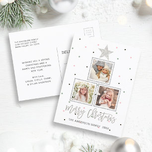 Cartes Pour Fêtes Annuelles Argentée   Joyeux Noël moderne 3 photo