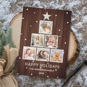 Cartes Pour Fêtes Annuelles Argentée   Rustic Country Bois Arbre photo de Noël