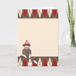 Cartes Pour Fêtes Annuelles Argyle Sock Monkey