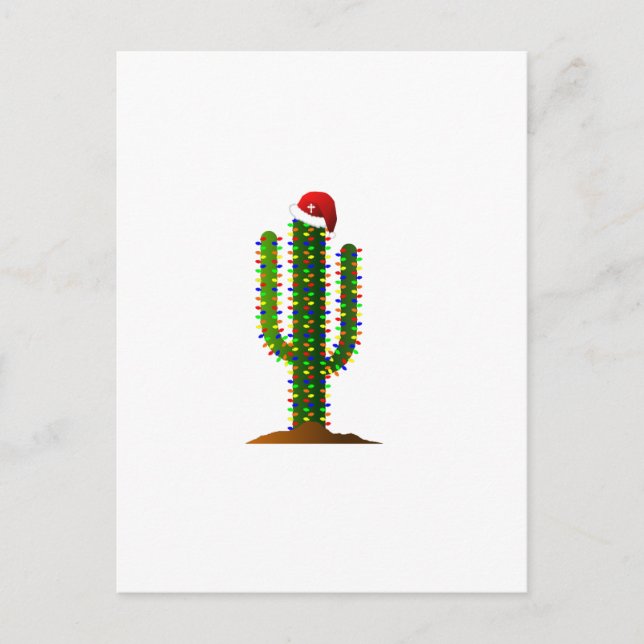Cartes Pour Fêtes Annuelles Arizona Saguaro Cactus lumières de Noël (Devant)