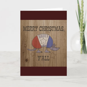 Cartes Pour Fêtes Annuelles Armadillo rouge, blanc et bleu Joyeux Noël Y'al