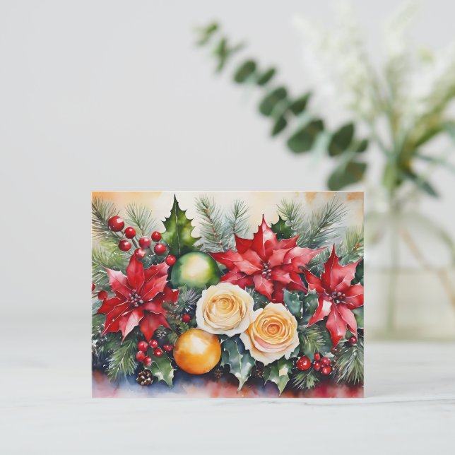 Cartes Pour Fêtes Annuelles Arrangement floral de Noël (Debout devant)