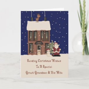 Cartes Pour Fêtes Annuelles Arrière-petit-fils et épouse de Noël de Pôle Nord