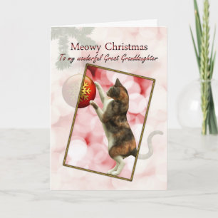 Cartes Pour Fêtes Annuelles Arrière-petite-fille, Noël de Meowy