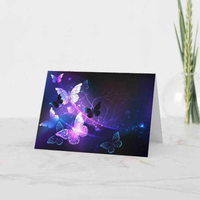 Cartes Pour Fêtes Annuelles Arrière - plan avec papillons de nuit (Devant)