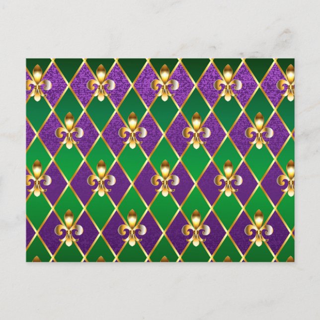 Cartes Pour Fêtes Annuelles Arrière - plan de bijoux Mardi Gras (Devant)