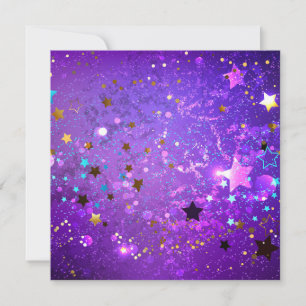 Cartes Pour Fêtes Annuelles Arrière - plan de feuille violet avec étoiles