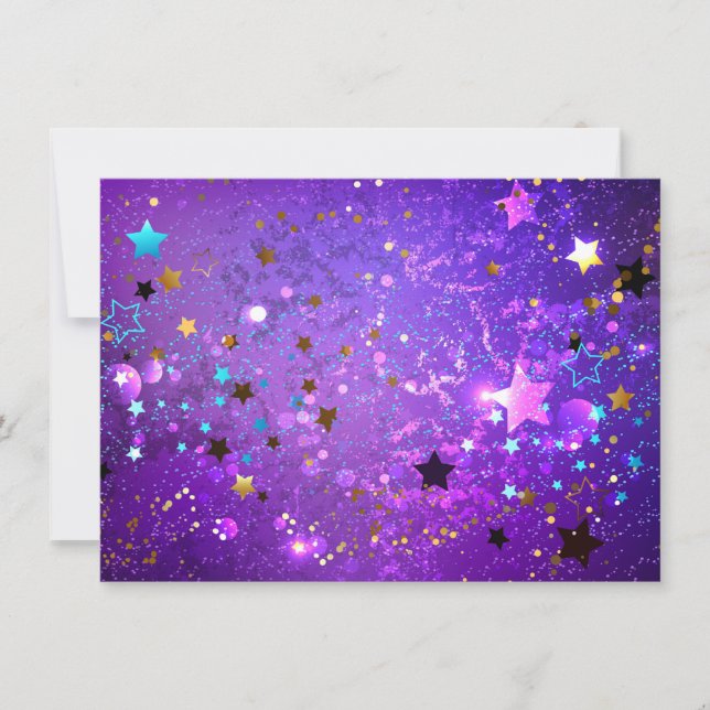 Cartes Pour Fêtes Annuelles Arrière - plan de feuille violet avec étoiles (Devant)