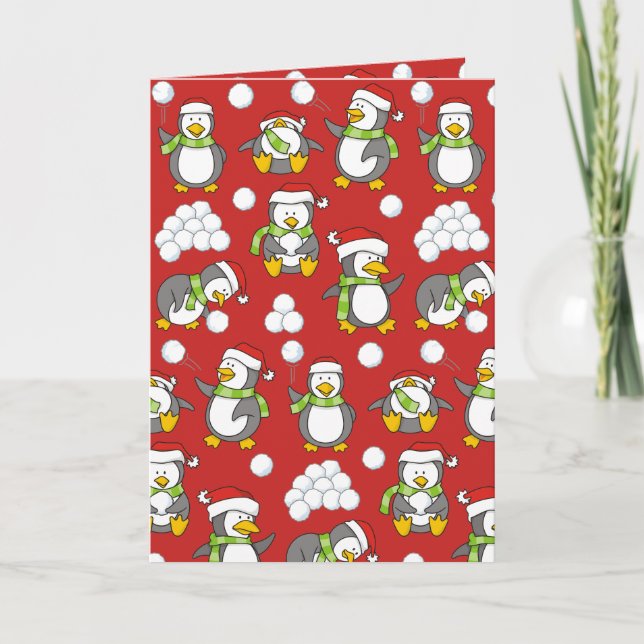 Cartes Pour Fêtes Annuelles Arrière - plan de pingouins de Noël (Devant)