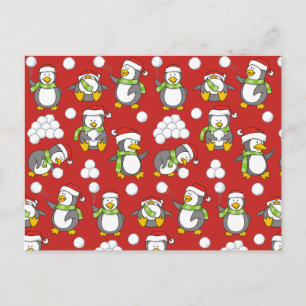 Cartes Pour Fêtes Annuelles Arrière - plan de pingouins de Noël