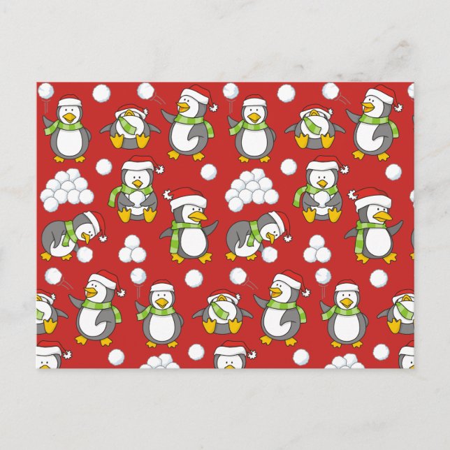 Cartes Pour Fêtes Annuelles Arrière - plan de pingouins de Noël (Devant)