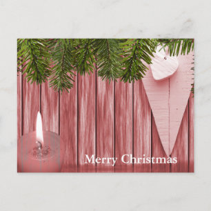 Cartes Pour Fêtes Annuelles Arrière - plan en bois avec bougie et coeur Noël