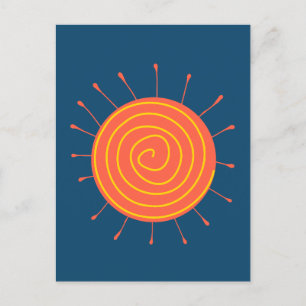 Cartes Pour Fêtes Annuelles Arrière - plan Naïf Sun Dark Blue