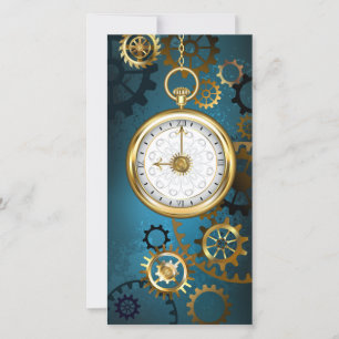Cartes Pour Fêtes Annuelles Arrière - plan turquoise à vapeur avec engrenages