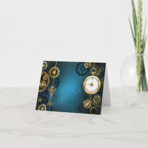 Cartes Pour Fêtes Annuelles Arrière - plan turquoise à vapeur avec Gears
