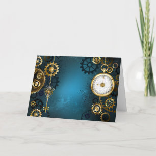 Cartes Pour Fêtes Annuelles Arrière - plan turquoise à vapeur avec Gears