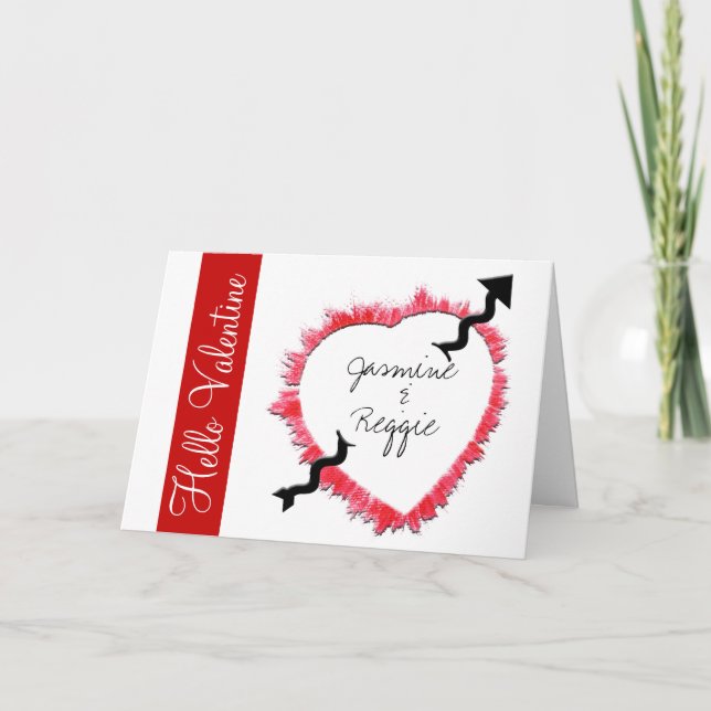 Cartes Pour Fêtes Annuelles Arrow Pierced Coeur texturé Outline Valentine's (Devant)