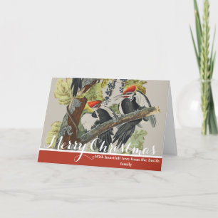 Cartes Pour Fêtes Annuelles Art ancien d'oiseau du Pic à tête rouge d'Audubon