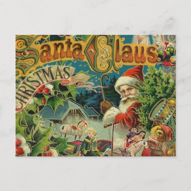 Cartes Pour Fêtes Annuelles Art antique du Père Noël (Devant)