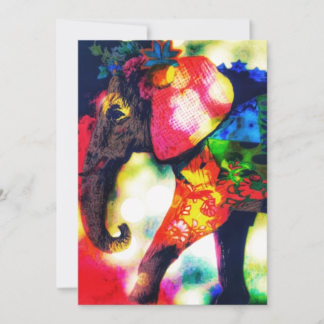 Cartes Pour Fêtes Annuelles Art contemporain africain Eléphant Pop Art contemp (Devant)