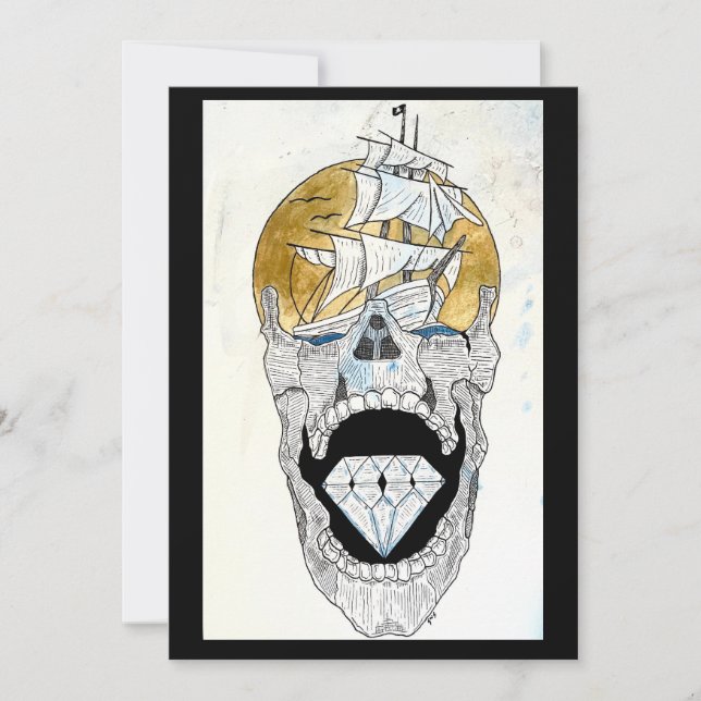 Cartes Pour Fêtes Annuelles art de crâne cool (Devant)