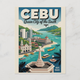 Cartes Pour Fêtes Annuelles Art de l'affiche de voyage rétro Cebu Philippines