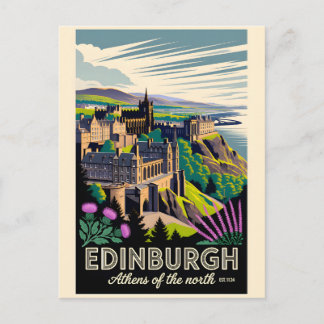 Cartes Pour Fêtes Annuelles Art de l'affiche de voyage rétro d'Édimbourg en Éc
