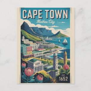 Cartes Pour Fêtes Annuelles Art de l'affiche de voyage rétro du Cap Afrique du