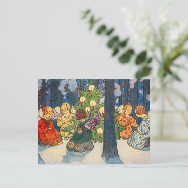 Cartes Pour Fêtes Annuelles Art de l'ange de Noël (Debout devant)