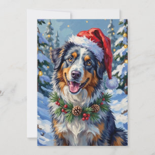 Cartes Pour Fêtes Annuelles Art de Noël d'hiver Berger Australien Merle