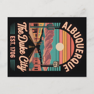 Cartes Pour Fêtes Annuelles Art de paysage urbain rétro d'Albuquerque Nouveau-