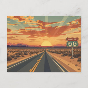 Cartes Pour Fêtes Annuelles Art de voyage Route 66 Sunset Desert Road