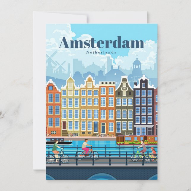 Cartes Pour Fêtes Annuelles Art de voyage Voyage à Amsterdam (Devant)
