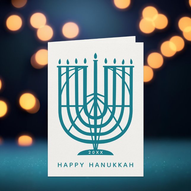 Cartes Pour Fêtes Annuelles Art Déco Hanukkiah Menorah Joyeux Noël Hanoukka (Créateur téléchargé)
