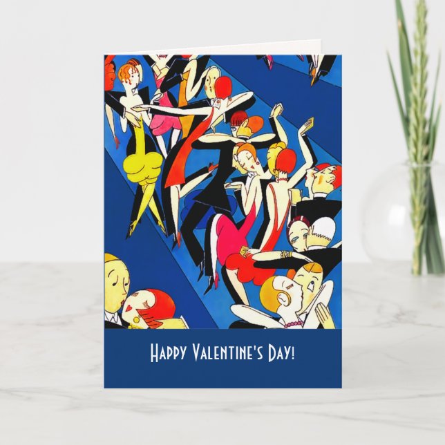 Cartes Pour Fêtes Annuelles Art déco Heureuse Sainte-Valentin (Devant)