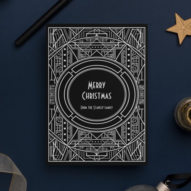 Cartes Pour Fêtes Annuelles Art déco rétro chic Joyeux Noël (Créateur téléchargé)