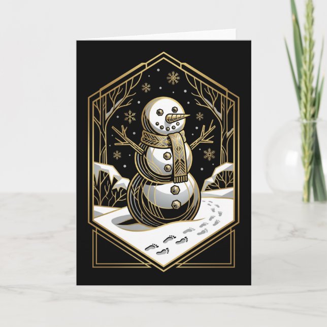 Cartes Pour Fêtes Annuelles Art Deco Snowman Christmas Card (Devant)