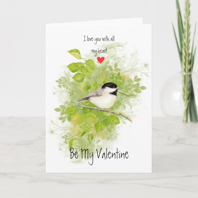Cartes Pour Fêtes Annuelles Art d'oiseau de peuplier de Chickadee d'amour de (Devant)