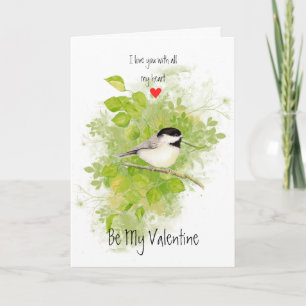 Cartes Pour Fêtes Annuelles Art d'oiseau de peuplier de Chickadee d'amour de