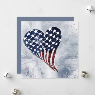 Cartes Pour Fêtes Annuelles Art du cœur flottant patriotique américain 