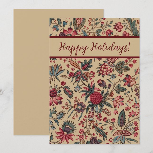 Cartes Pour Fêtes Annuelles Art floral de la tapisserie (Devant / Derrière)