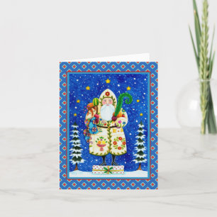 CARTES POUR FÊTES ANNUELLES ART FOLK BALTIMORE QUILT PÈRE NOËL VERSE
