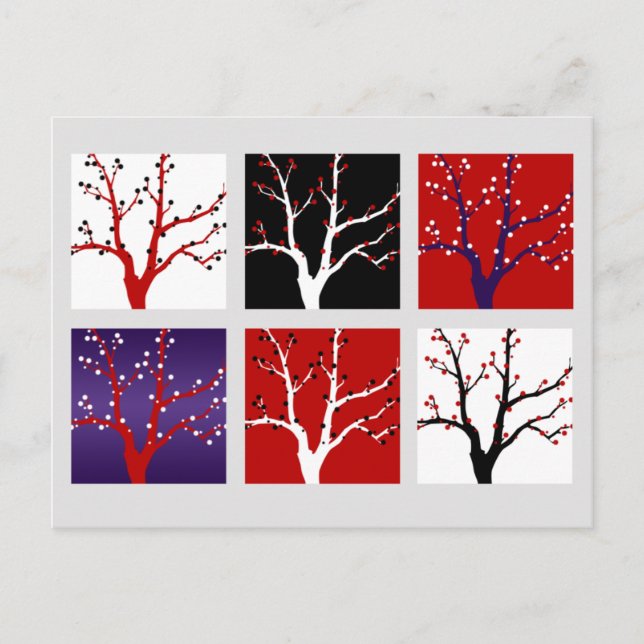 Cartes Pour Fêtes Annuelles Art Gallery Style Arbres d'hiver Noël (Devant)