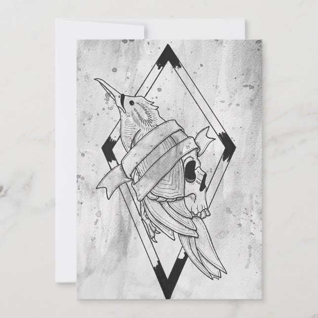 Cartes Pour Fêtes Annuelles Art Gothique Païen de Crâne (Devant)